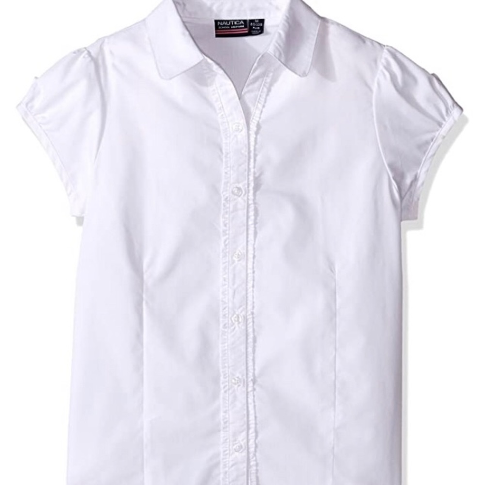 Nautica girl uniform ruffle placket blouse